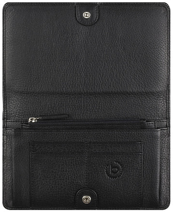 Кошелёк женский BUGATTI Lady Top, чёрный, натуральная воловья кожа, 19,5х2х11,2 см