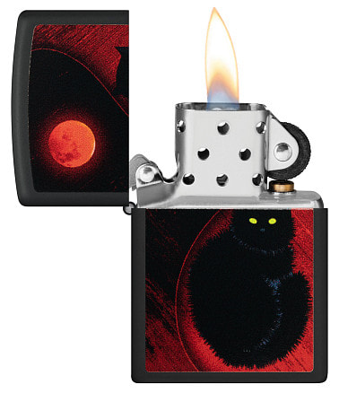 Зажигалка ZIPPO Black Cat с покрытием Black Matte, латунь/сталь, черная, матовая, 38x13x57 мм