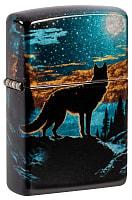 Зажигалка ZIPPO Moonlight Wolf Design с покрытием 540 Tumbled Chrome, латунь/сталь, разно