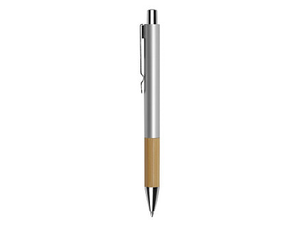 Ручка металлическая шариковая Sleek, серебристый/бамбук