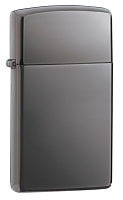 Зажигалка ZIPPO Slim® с покрытием Black Ice ®, латунь/сталь, чёрная, глянцевая, 29x10x60 мм