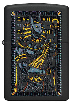 Зажигалка ZIPPO Anubis с покрытием Black Matte, латунь/сталь, черная, 38x13x57 мм