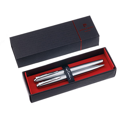 Набор  Pierre Cardin PEN&PEN: ручка шариковая + роллер, стальной. Упаковка Е