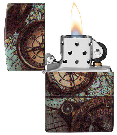 Зажигалка ZIPPO Compass Design с покрытием 540 Matte, латунь/сталь, разно