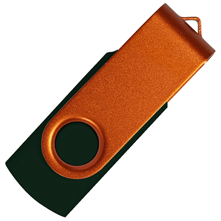 Флеш накопитель USB 2.0 Twister Сolor Mix 16GB, пластик Софт Тач/металл, черный/оранжевый