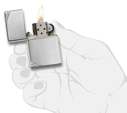 Зажигалка ZIPPO Vintage™с покрытием High Polish Chrome, латунь/сталь, серебристая, 38x13x57 мм