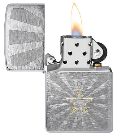 Зажигалка ZIPPO Star Design с покрытием Brushed Chrome, латунь/сталь, серебристая, 36x13x57 мм