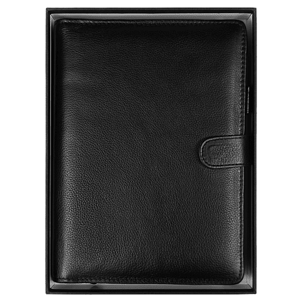 Ежедневник в суперобложке Country Leather Sky A5+ из нат. кожи, черный, недатированный, с магнитным клапаном, в подарочной коробке