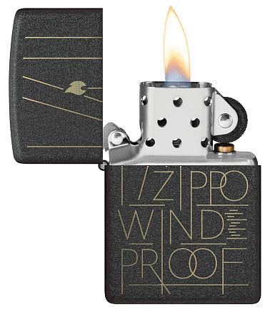 Зажигалка ZIPPO Line Art с покрытием Black Crackle™, латунь/сталь, чёрная, матовая, 38x13x57 мм