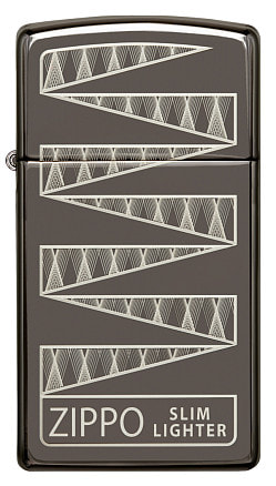Зажигалка 65th Anniversary Zippo Slim® с покрытием Black Ice®, латунь/сталь, чёрная, 29x10x60 мм
