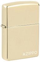 Зажигалка ZIPPO Logo с покрытием Champagne, латунь/сталь, золотистая, глянцевая, 38x13x57 мм
