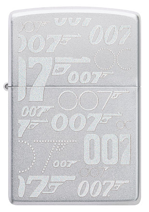 Зажигалка ZIPPO James Bond™ с покрытием Satin Chrome, латунь/сталь, серебристая, 38x13x57 мм