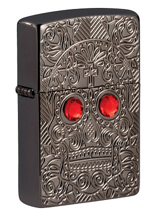 Зажигалка ZIPPO Armor™ Crystal с покрытием High Polish Black Ice®, латунь/сталь, чёрная, 38x13x57 мм