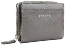 Кошелёк женский BUGATTI Lady Top, на молнии, серый, натуральная воловья кожа, 12х2,5х9 см