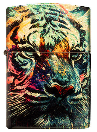 Зажигалка ZIPPO Painted Tiger Design с покрытием 540 Tumbled Brass, латунь/сталь, разно