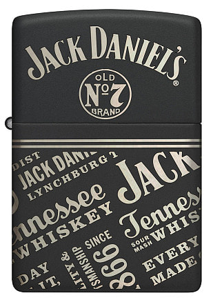 Зажигалка ZIPPO Jack Daniel's с покрытием Black Matte, латунь/сталь, разно