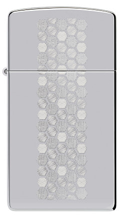 Зажигалка ZIPPO Slim® Honeycomb Design с покрытием High Polish Chrome, латунь/сталь, серебристая, 29x10x60 мм