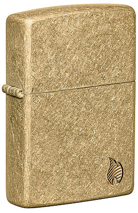 Зажигалка ZIPPO Armor® Flame c покрытием Tumbled Brass, латунь/сталь, золотистая, 38x13x57 мм