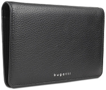 Кошелёк женский BUGATTI Lady Top, чёрный, натуральная воловья кожа, 19,5х2х11,2 см