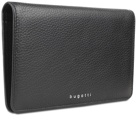 Кошелёк женский BUGATTI Lady Top, чёрный, натуральная воловья кожа, 19,5х2х11,2 см
