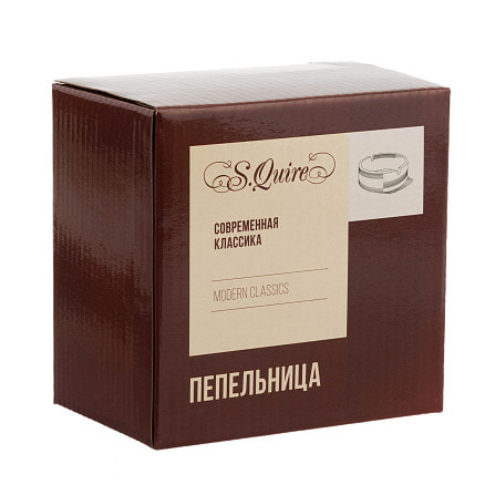 Пепельница S.Quire круглая, сталь, покрытие хром, черн. краска, серая, с черной ручкой, 130 мм