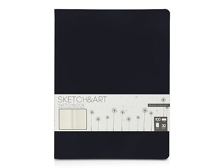 Скетчбук Sketch & Art в мягком переплете 178х230 мм, 32 л. бежевой бумаги 100 г/м2, черный