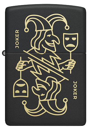 Зажигалка ZIPPO Masked Joker Design с покрытием Black Matte, латунь/сталь, черная, 38x13x57 мм
