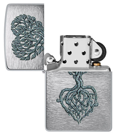 Зажигалка ZIPPO Rooted in Love Design с покрытием Brushed Chrome, латунь/сталь, серебристая, 38x13x57 мм