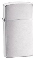 Зажигалка ZIPPO Slim® с покрытием Brushed Chrome, латунь/сталь, серебристая, матовая, 29x10x60 мм