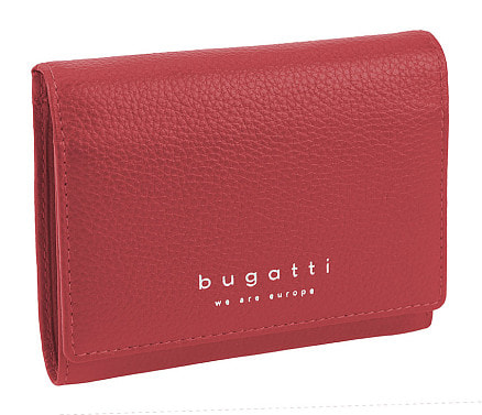 Кошелёк женский BUGATTI Linda, красный, натуральная воловья кожа, 12х3х9,5 см