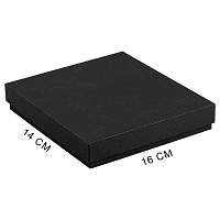 Коробка подарочная, размер 16*14*2 см, Solution Superior Linen, черная, бежевый ложемент под индивидуальную вырубку