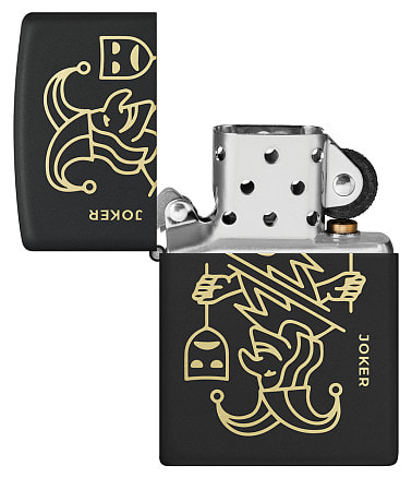 Зажигалка ZIPPO Masked Joker Design с покрытием Black Matte, латунь/сталь, черная, 38x13x57 мм