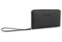 Кошелёк женский BUGATTI Elsa, с защитой данных RFID, чёрный, воловья кожа/полиэстер, 18,7х2х10 см