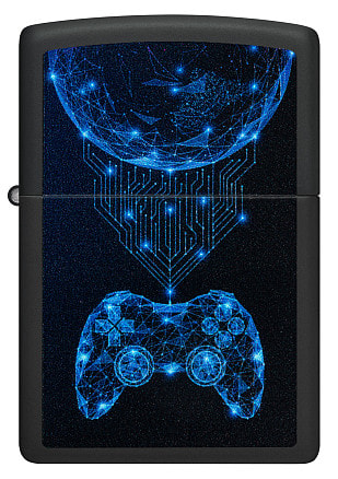 Зажигалка ZIPPO Gaming с покрытием Black Matte, латунь/сталь, черная, матовая, 38x13x57 мм