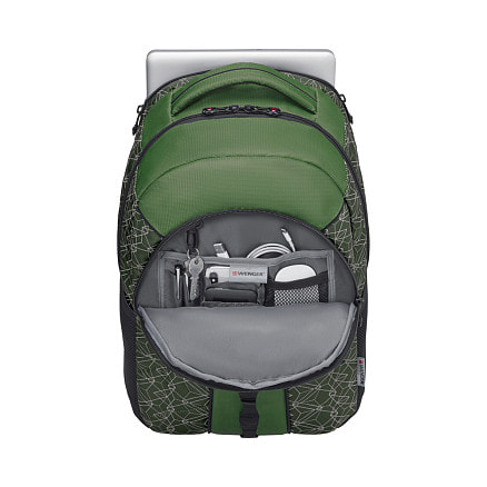 Рюкзак WENGER Sun 16'', зеленый со светоотражающим принтом, полиэстер, 35x27x47 см, 27 л
