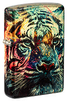 Зажигалка ZIPPO Painted Tiger Design с покрытием 540 Tumbled Brass, латунь/сталь, разно