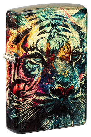 Зажигалка ZIPPO Painted Tiger Design с покрытием 540 Tumbled Brass, латунь/сталь, разно