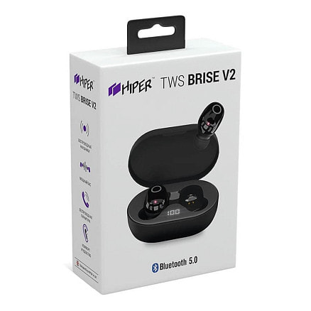 Наушники беспроводные с зарядным боксом HIPER TWS BRISE V2, цвет черный 