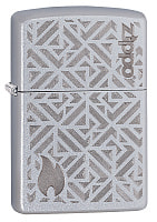Зажигалка ZIPPO с покрытием Satin Chrome, латунь/сталь, серебристая, матовая, 38x13x57 мм