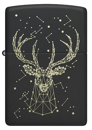Зажигалка ZIPPO Deer с покрытием Black Matte, латунь/сталь, черная, матовая, 38x13x57 мм