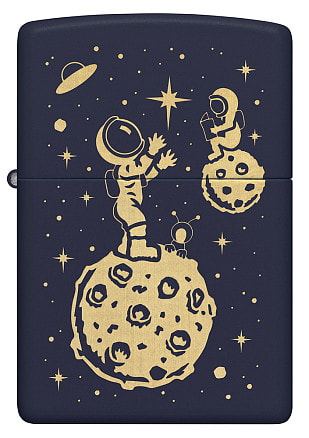 Зажигалка ZIPPO Lost in Space Design с покрытием Navy Matte, латунь/сталь, синяя, 38x13x57 мм