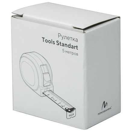 Рулетка Tools Standart, 5 метров, черная, пластиковая, с ремешком