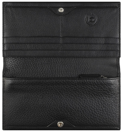 Кошелёк женский BUGATTI Lady Top, чёрный, натуральная воловья кожа, 19,5х2х10 см