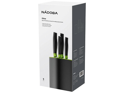 Набор из 4 кухонных ножей в универсальном блоке,  NADOBA, серия OLIVIA