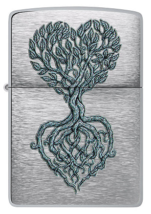 Зажигалка ZIPPO Rooted in Love Design с покрытием Brushed Chrome, латунь/сталь, серебристая, 38x13x57 мм