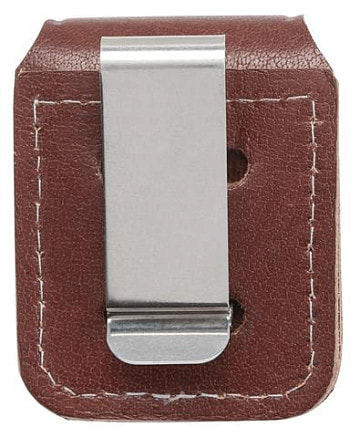 Чехол Zippo для зажигалки, кожа, с металлическим фиксатором на ремень, коричневый, 57х30x75 мм