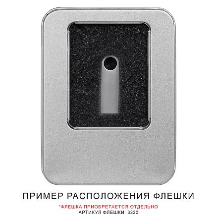 Футляр Ring для флеш накопителя металлический, размер 11,5*8,5 см, серебристый