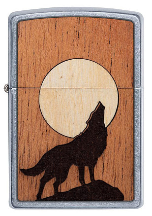 Зажигалка ZIPPO WOODCHUCK с покрытием Street Chrome™, латунь/сталь/дерево, серебристая, 38x13x57 мм