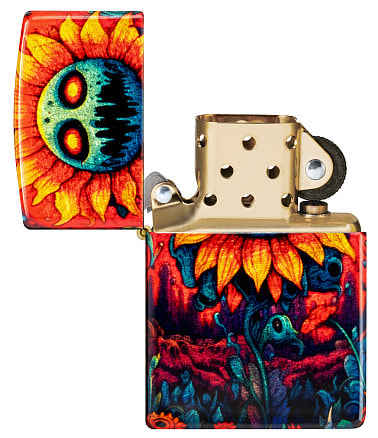 Зажигалка ZIPPO Spooky Sunflower с покрытием 540 Tumbled Brass, латунь/сталь, разно