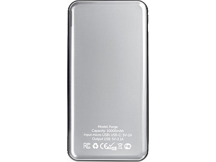Внешний аккумулятор Forge, Evolt, металл, 10000mah, белый (P)